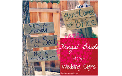 Wooden signs at a wedding